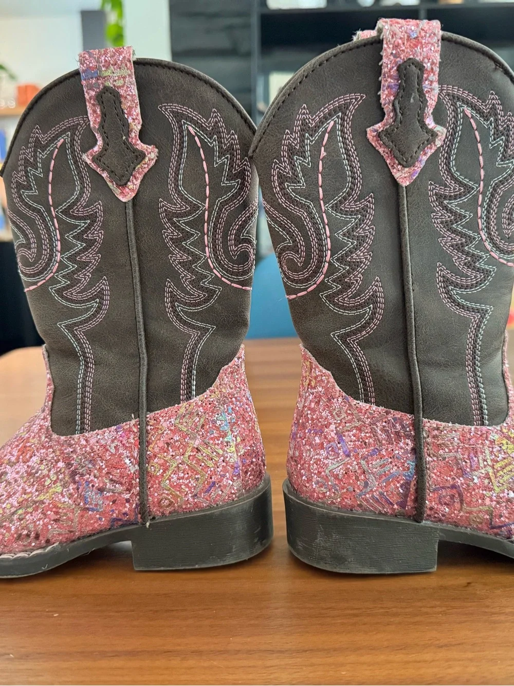 ROPER LITTLE GIRLS' GLITTER SOUTHWEST WESTERN BOOTS - SQUARE TOE - Size 10